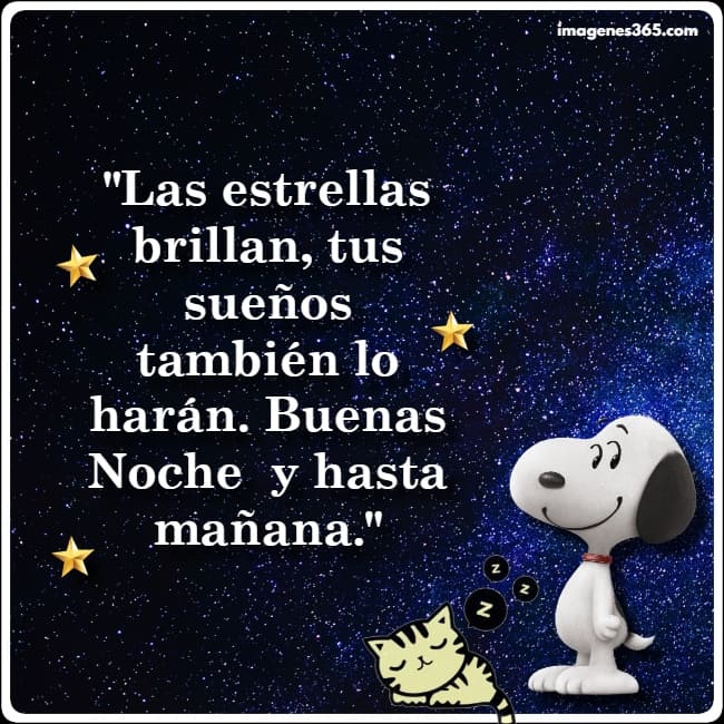frases buenas noches snoopy