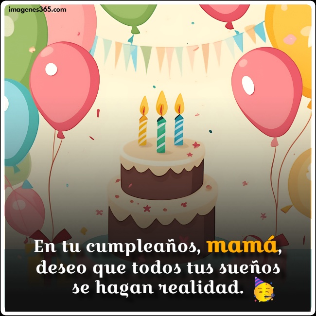 Una tarjeta de cumpleaños con globos y Palabras de bendición para mi madre en su cumpleaños.